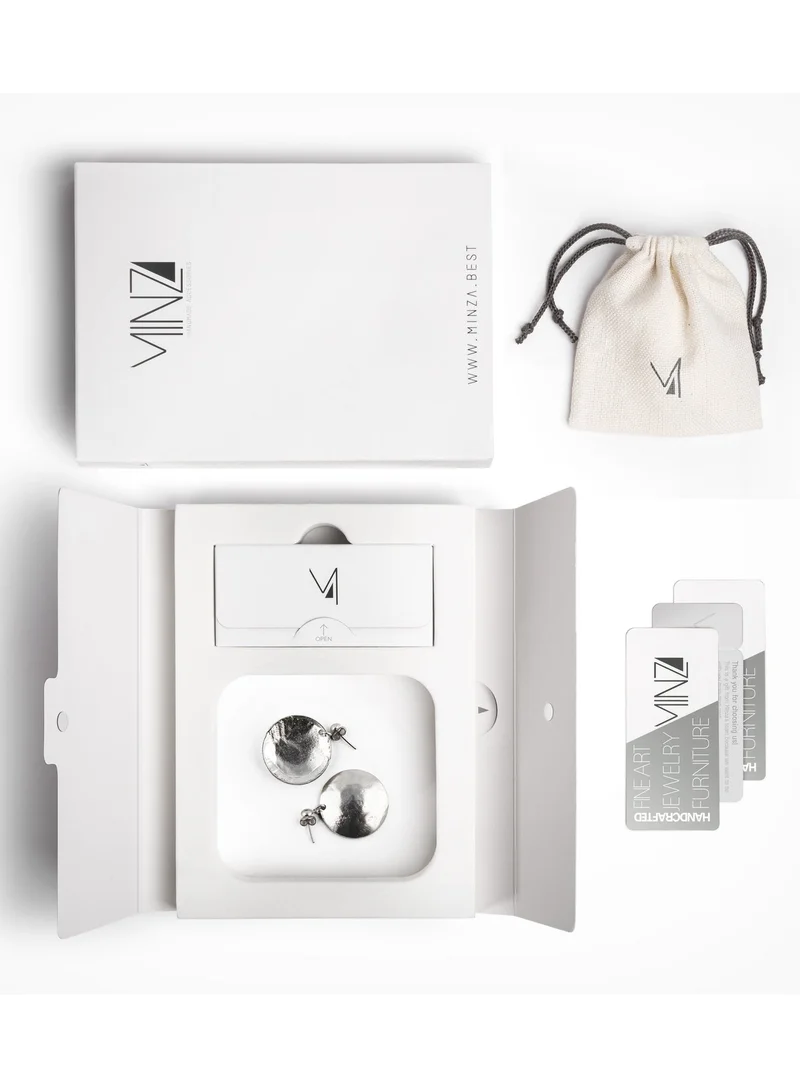 Minza  Minza ” Mirror ” Pure 925 Sterling Silver, Handmade Earrings for Women, Stud Earrings, 15.00 grams of Silver, Jewelry for Casual & Special Occasion for Women | Best Price UAE