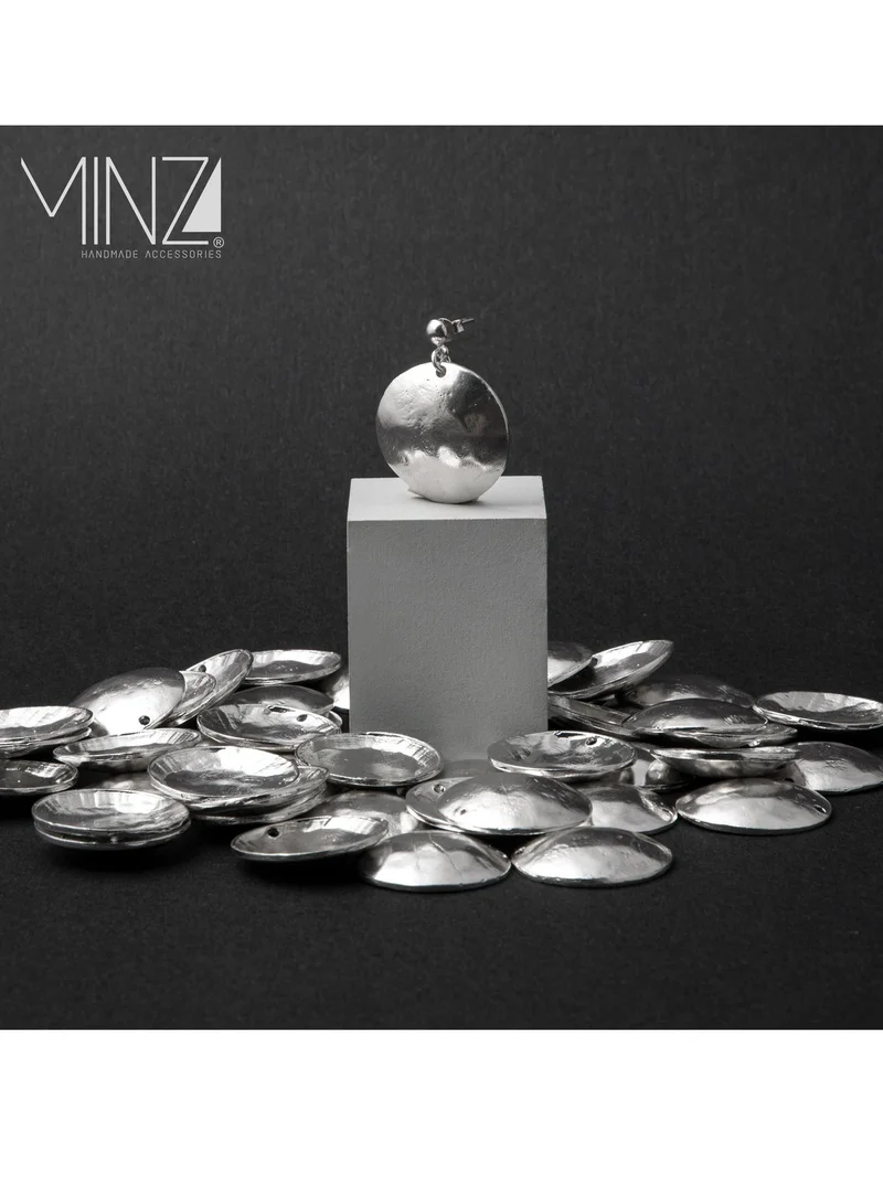 Minza  Minza ” Mirror ” Pure 925 Sterling Silver, Handmade Earrings for Women, Stud Earrings, 15.00 grams of Silver, Jewelry for Casual & Special Occasion for Women | Best Price UAE