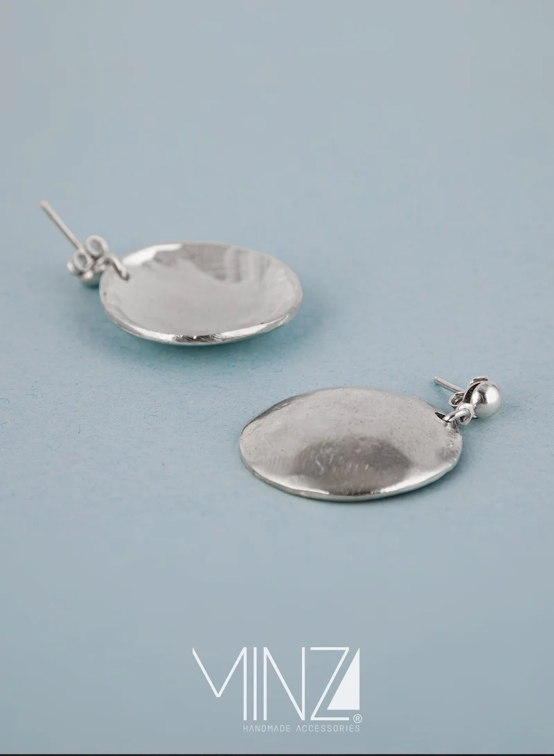 Minza  Minza ” Mirror ” Pure 925 Sterling Silver, Handmade Earrings for Women, Stud Earrings, 15.00 grams of Silver, Jewelry for Casual & Special Occasion for Women | Best Price UAE