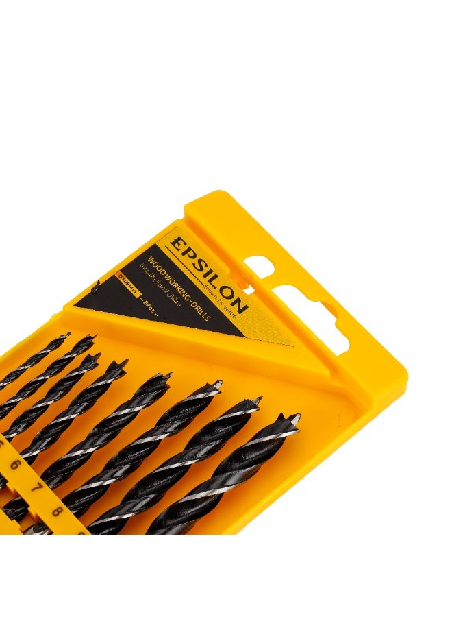 Epsilon Woodworking Drill Bit Set – Pack of 8 (Sizes 3-10mm) | Durable High-Speed Steel Bits for Soft and Hard Wood, Particleboard, and Soft Metals | Compact and Portable - Image 2