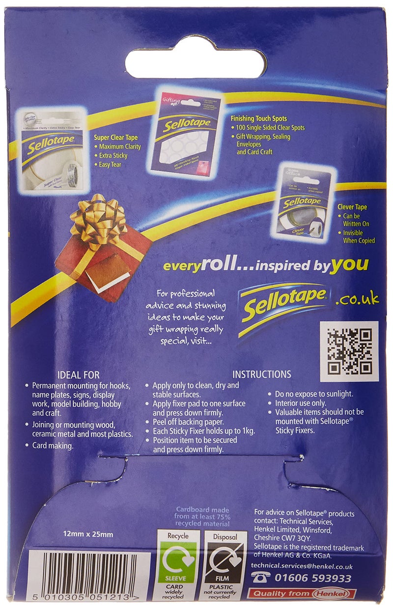 Sellotape Craft Sellotape Permanent Double Sided Sticky Fixer - Pack of 140 - Image 4