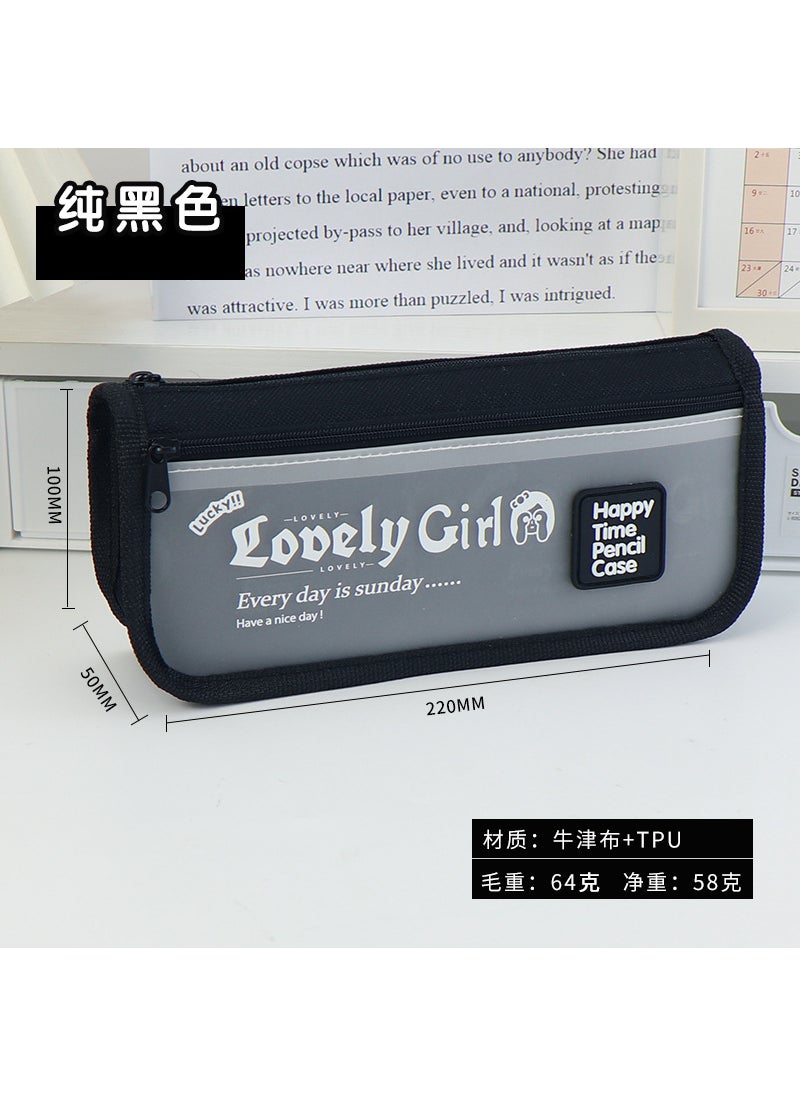 Generic - Large Capacity Transparent Simple Style Girls Stationery Bag Primary And Middle School Students Cultural Box High Aesthetic Value 8104-3 BLACK - Image 1