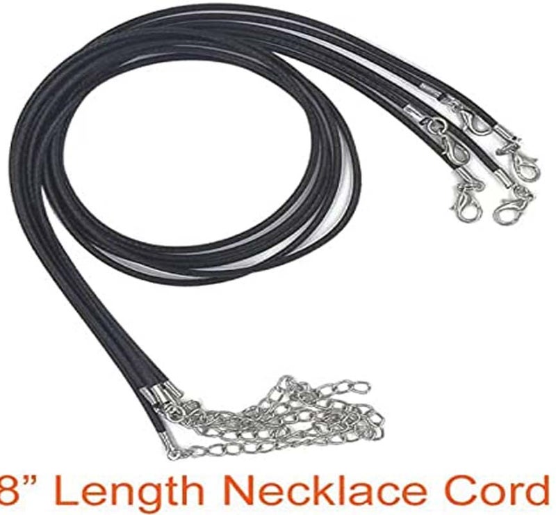 DIY Crafts 4 Pcs, Black With Pendant, Tibetan Pendent + Black Waxed Necklace Cord with Lobster Clasp Bulk for Bracelet Making Necklaces Jewelry (4 Pcs, Black With Pendant) - Image 3