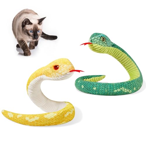 Potaroma Cat Toys Realistic Snake Catnip Crinkly Sound Toy 2 Pcs for Halloween Mesh Fabric for Teeth Cleaning Interactive Kicker Toys for Indoor Kitten Exercise 20 Inches - Image 1