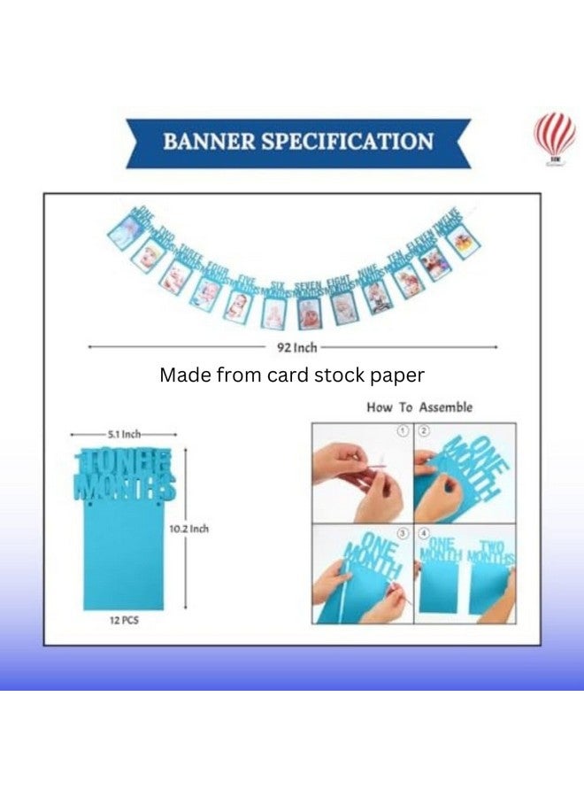 هونج كونج بالونز مجموعة زينة عيد الميلاد الأول باللون الأزرق من HK Balloons، مكونة من 64 قطعة مع ستارة شبكية بيضاء، لاحتفالات عيد ميلاد ذات طابع أزرق للأولاد، وزينة عيد الميلاد الأول - Image 3