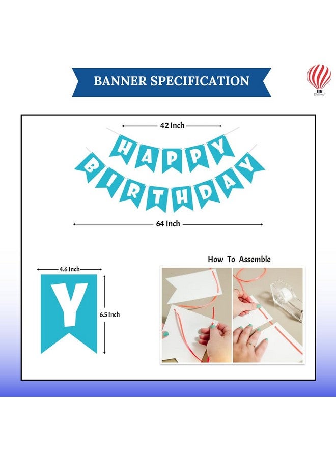 هونج كونج بالونز مجموعة زينة عيد الميلاد الأول باللون الأزرق من HK Balloons، مكونة من 64 قطعة مع ستارة شبكية بيضاء، لاحتفالات عيد ميلاد ذات طابع أزرق للأولاد، وزينة عيد الميلاد الأول - Image 4