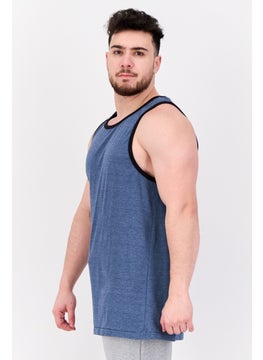 Burnside Men Scoop Neck Sleeveless Solid Vest, Blue  - Image 2