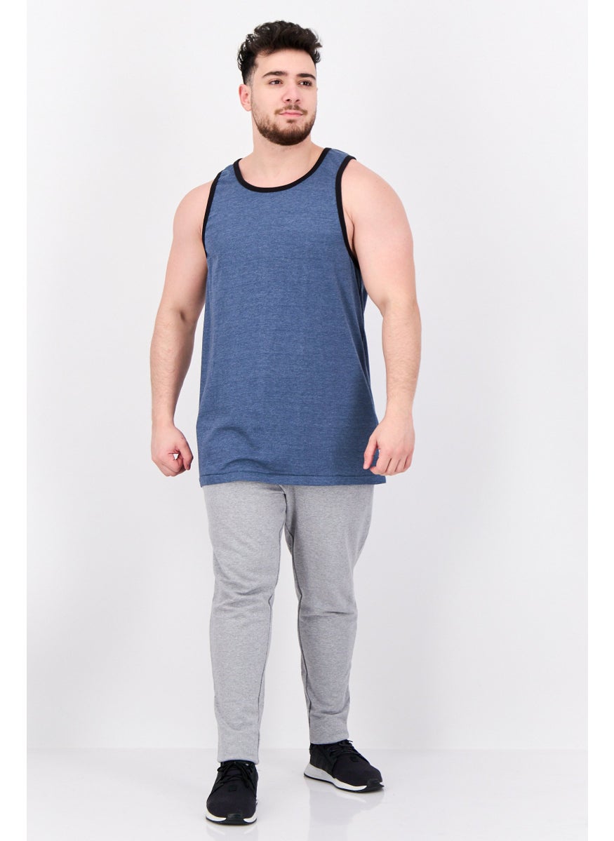Burnside - Men Scoop Neck Sleeveless Solid Vest, Blue - Image 1