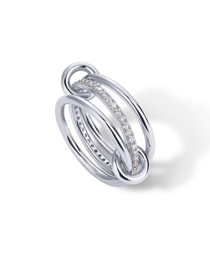 PAVOI Rhodium Plated Eternity Statement Ring for Women | Cubic Zirconia Interlocking Band | Size 6 - Image 3