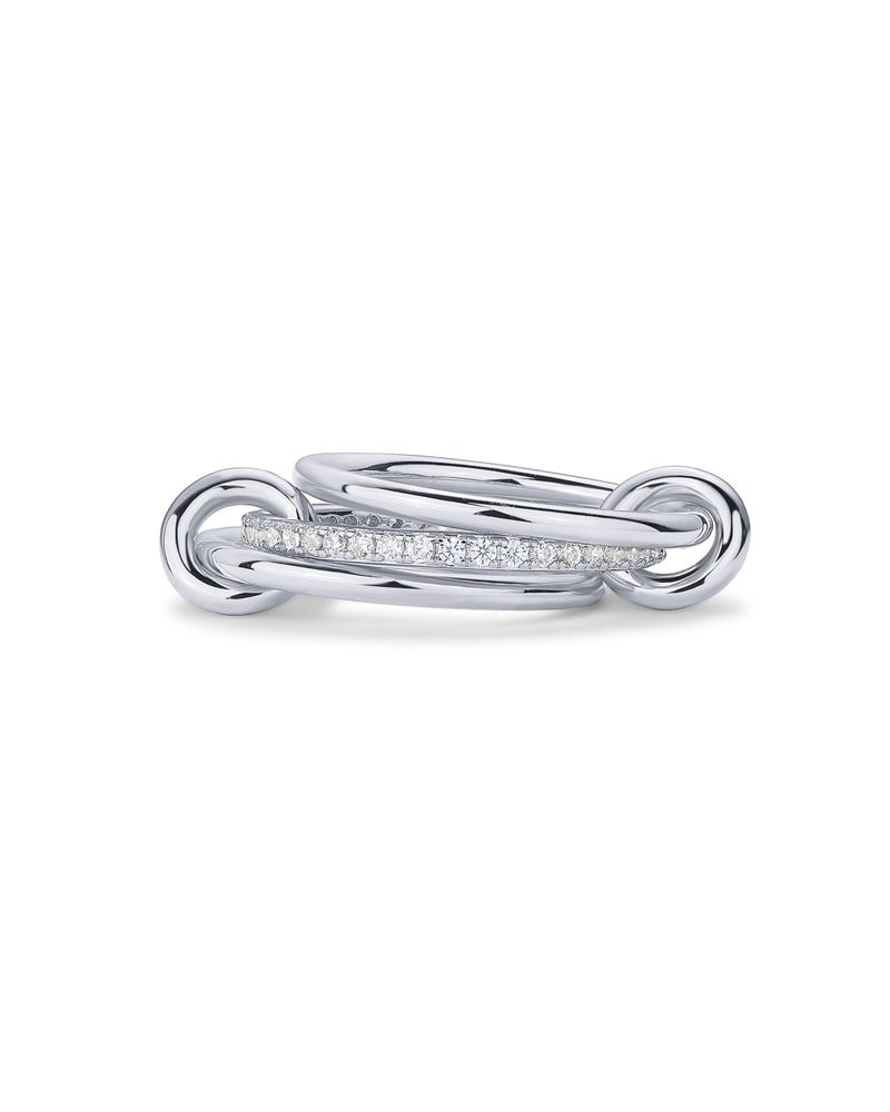 PAVOI Rhodium Plated Eternity Statement Ring for Women | Cubic Zirconia Interlocking Band | Size 6 - Image 1