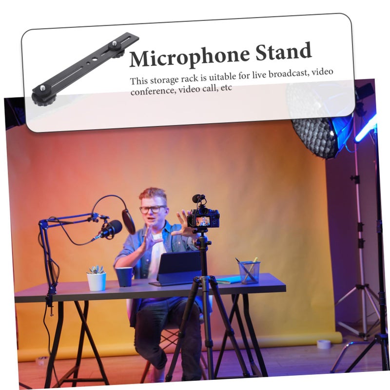 T Shaped Dual Head Microphone Stand Adjustable Flash Bracket For Live Broadcasting - Image 4