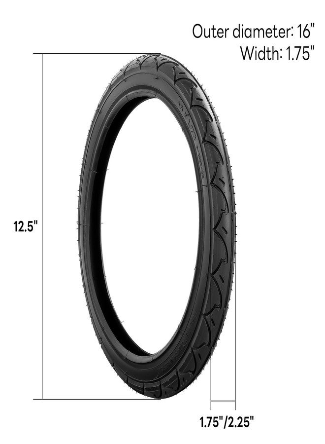 إطار خلفي مقاس 16×1.75 مع أنبوب داخلي، إطار العجلة الخلفية لعربة الأطفال القابلة للطي مقاس 16×1.75/47-305 مناسب لعربات الأطفال ثلاثية العجلات من نوع BOB، بما في ذلك موديلات Revolution Pro/Flex/SU/Ironman (مجموعة واحدة) - Image 3