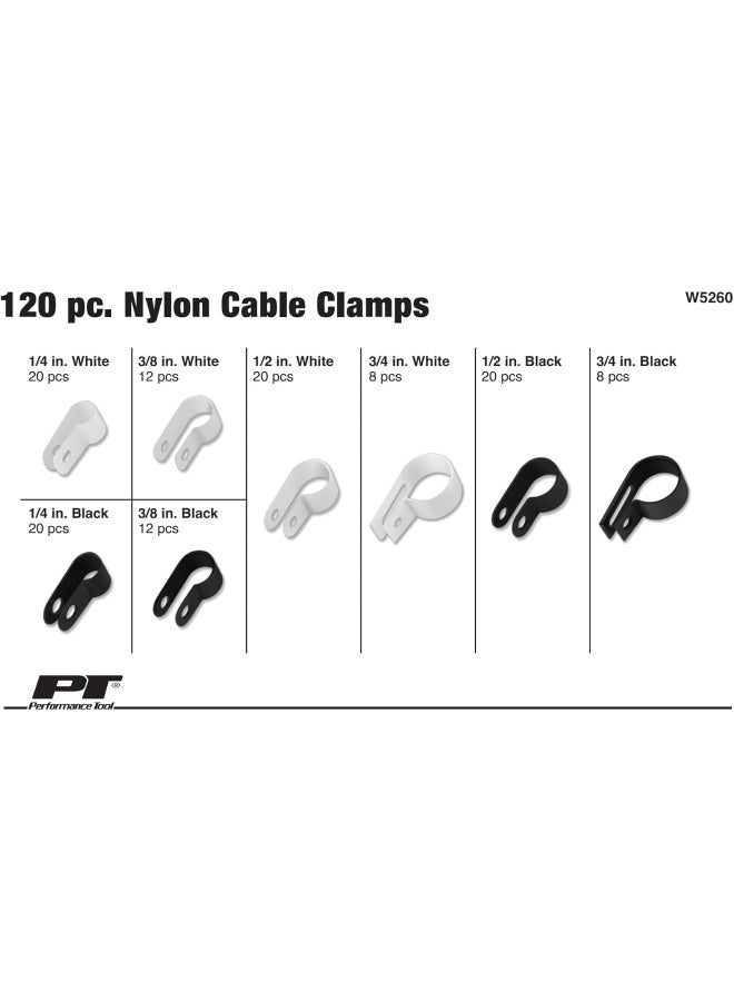Performance Tool Performance Tool 120 pc. Nylon Cable Clamp Assortment  - Image 2