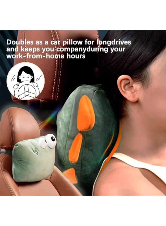 تراسل وسادة رقبة للسفر 2 في 1 قابلة للتشكيل من تراسل - تصميم حيوان رائع للاطفال والرجال والنساء - مسند راس لمقعد السيارة - مثالية والاسترخاء والاستخدام المنزلي ديناصور كحلي كريستال فيلفيت - Image 5