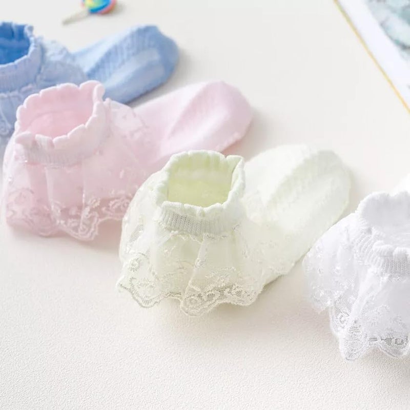 THE DDS STORE 3 Pair Girls Ruffle Socks Frilly Lace Princess Dress Socks for Toddler Kids Girls Multi Color (IN, Age, 6 Years, 9 Years, 3, Multi) - Image 5