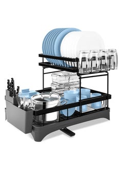 Arabest Dish Drying Rack, 2 Tiers Large Kitchen Dish Rack With Drainer, Removable Utensil Holder and Cup Holder, Stainless Steel Dish Drainer Dish Drying Rack Dish Stand, for Kitchen Counter Top  - Image 1
