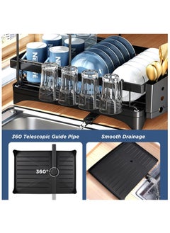 Arabest Dish Drying Rack, 2 Tiers Large Kitchen Dish Rack With Drainer, Removable Utensil Holder and Cup Holder, Stainless Steel Dish Drainer Dish Drying Rack Dish Stand, for Kitchen Counter Top  - Image 3