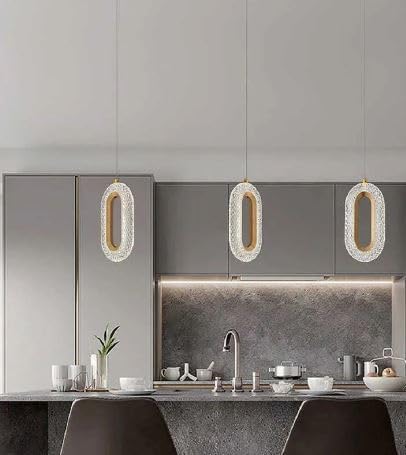 blissbells Oval Shape Modern Style Led Glossy Crystal Gold Creative Led Pendant Lamp/Hanging Lamp/Ceiling Light Pack of 1 Warm White - Image 5