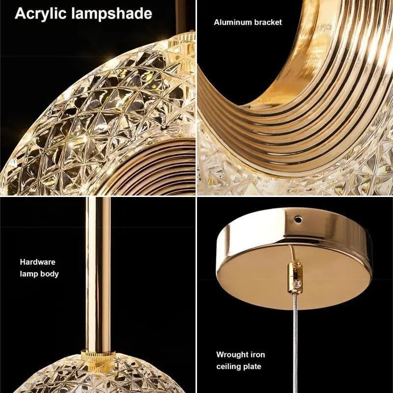 blissbells Oval Shape Modern Style Led Glossy Crystal Gold Creative Led Pendant Lamp/Hanging Lamp/Ceiling Light Pack of 1 Warm White - Image 3