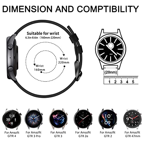 AK Lederarmband für Amazfit GTR 4,GTR 3 Pro,GTR 3,GTR 2e,GTR 2,Amazfit GTR 47 mm, verstellbares Armband mit Metallschnalle für Damen und Herren, weiches Ersatzarmband für Amazfit GTR Smartwatches - Image 4