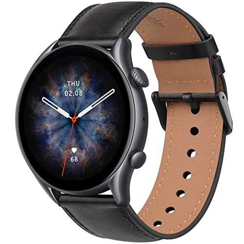 AK Lederarmband für Amazfit GTR 4,GTR 3 Pro,GTR 3,GTR 2e,GTR 2,Amazfit GTR 47 mm, verstellbares Armband mit Metallschnalle für Damen und Herren, weiches Ersatzarmband für Amazfit GTR Smartwatches - Image 1