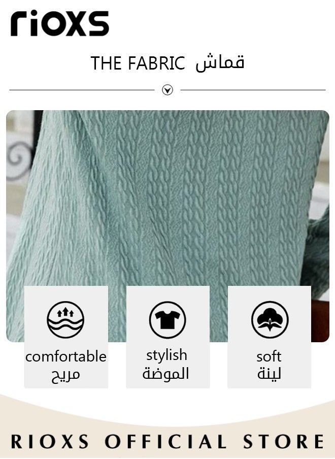 RIOXS Women's Pullover Sweaters,V-neck Button Hooded Sweater,Causal Long Sleeve Knitted Tops,Solid Color Pullover Tops,Soft Comfortable Tunic Blouses,For Work/ Shopping/Daily Wear  - Image 5