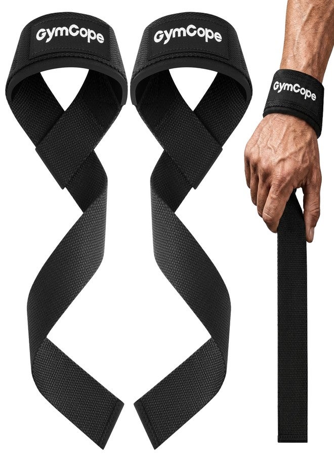 GymCope Lifting Wrist Straps for Weightlifting, Heavy Duty Wrist Straps for Deadlifts, Powerlifting, Bodybuilding and Strength Training, Secure Grip Support for Men Women, 1 Pair Black - Image 1
