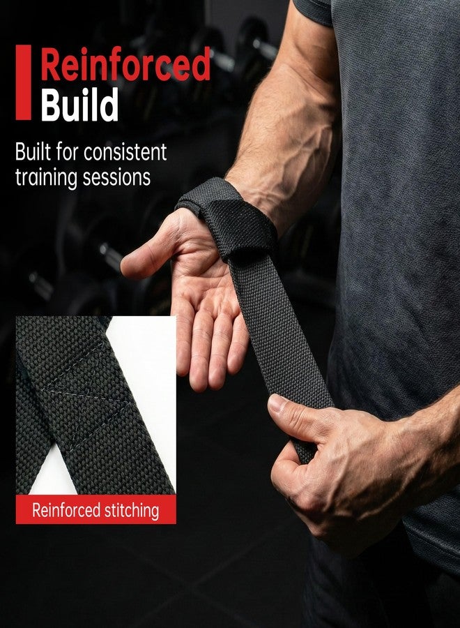 GymCope Lifting Wrist Straps for Weightlifting, Heavy Duty Wrist Straps for Deadlifts, Powerlifting, Bodybuilding and Strength Training, Secure Grip Support for Men Women, 1 Pair Black - Image 4