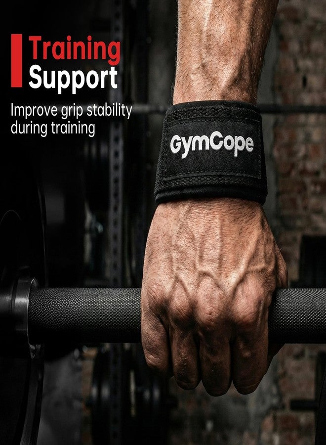 GymCope Lifting Wrist Straps for Weightlifting, Heavy Duty Wrist Straps for Deadlifts, Powerlifting, Bodybuilding and Strength Training, Secure Grip Support for Men Women, 1 Pair Black - Image 2
