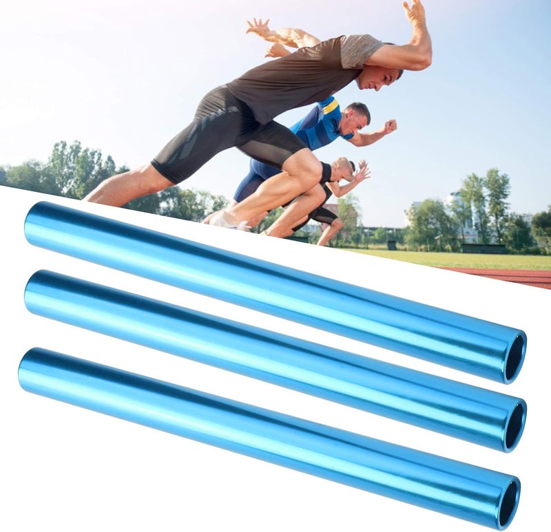 Keenso 3 Pcs Relay Race Baton,Aluminum Alloy Track and Field Relay Baton Sports Relay Race Baton Track and Field Sprint Match Batons(Blue) - Image 1