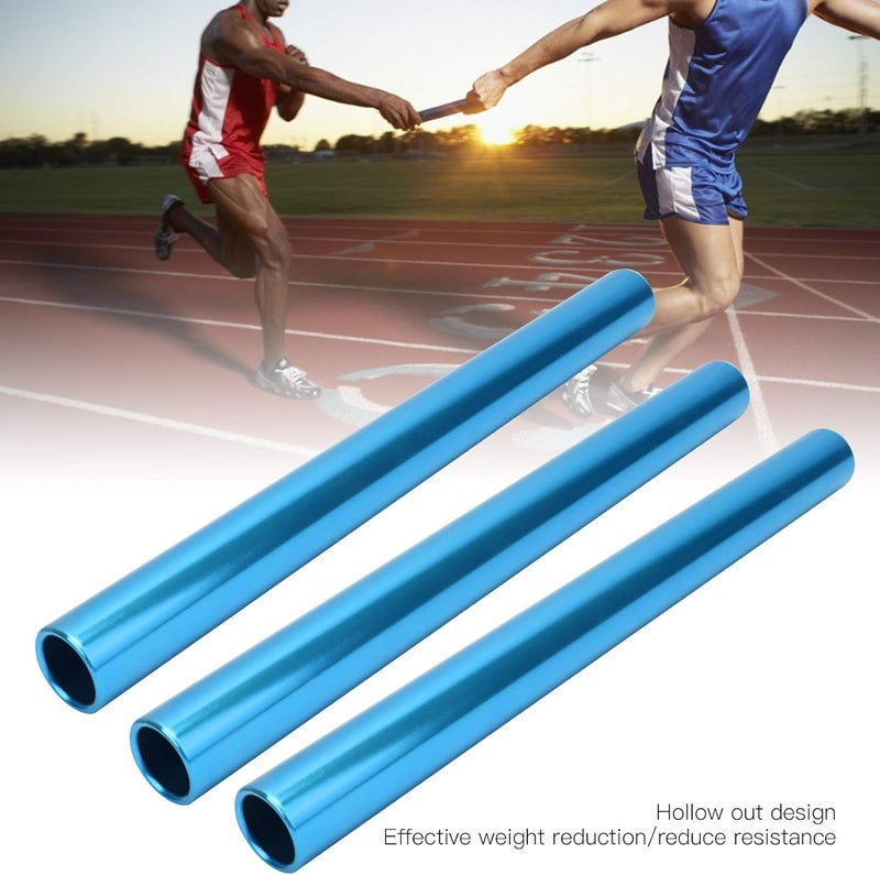 Keenso 3 Pcs Relay Race Baton,Aluminum Alloy Track and Field Relay Baton Sports Relay Race Baton Track and Field Sprint Match Batons(Blue) - Image 2