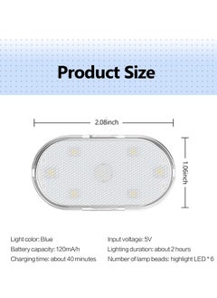 KASTWAVE Car LED Lights, Interior Portable Small Incar LED Touch Lights with 6 Bright LED Lamp Beads, USB Rechargeable Lighting Light Car Emergency Light (Blue Light)  - Image 2