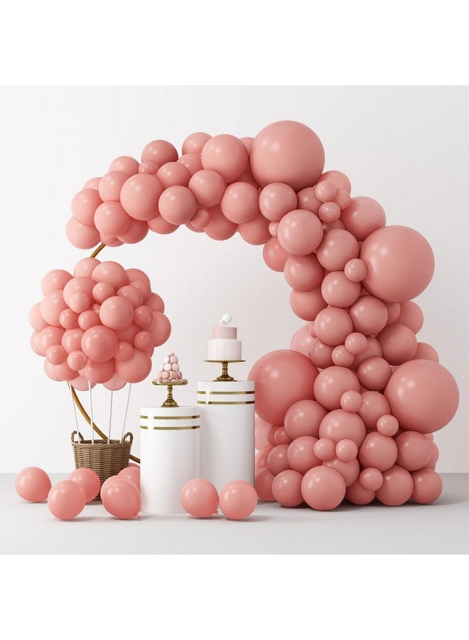 RUBFAC 129pcs Retro Pink Balloons Different Sizes 18 12 10 5 Inch, Latex Blush Balloon Garland Arch Kit for Valentine's Day Birthday Baby Shower Wedding Princess Boho Theme Party Decoration - Image 1