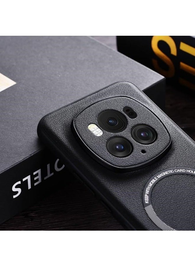 الحافظة متوافقة مع Honor Magic 6 Pro، حافظة جلدية PU مغناطيسية خفيفة الوزن بلون صافي لحماية ظهر Honor Magic 6 Pro.