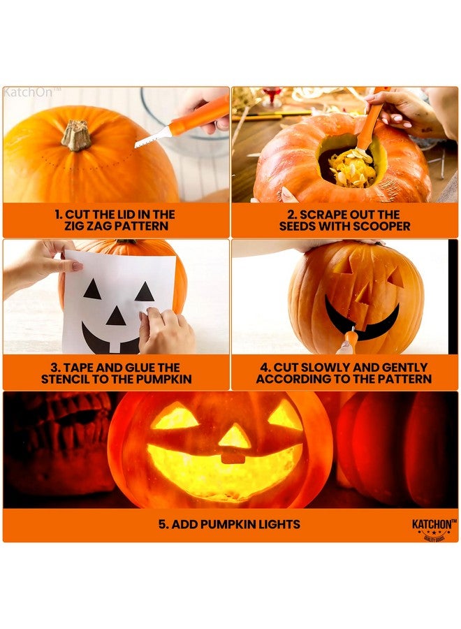 KatchOn, Professional Pumpkin Carving Kits - Pack of 31 | Halloween Pumpkin Carving Tools, 13 Pcs Heavy Duty Stainless Steel | 18 Pcs Pumpkin Carving Stencils for Halloween Decorations Jack-O-Lanterns - Image 3