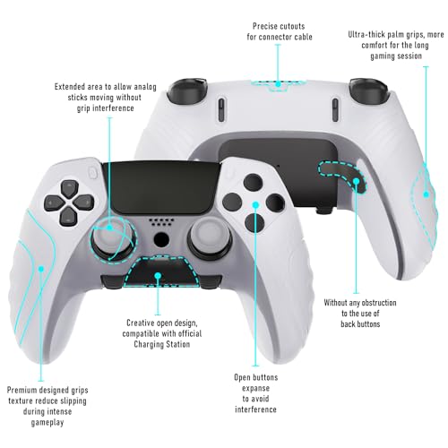 PlayVital Guardian Edition Glow in Dark Anti-Slip Ergonomic Silicone Cover Case for ps5 Edge Controller, Soft Rubber Protector Skin for ps5 Edge Wireless Controller with Thumb Grip Caps - Green - Image 3