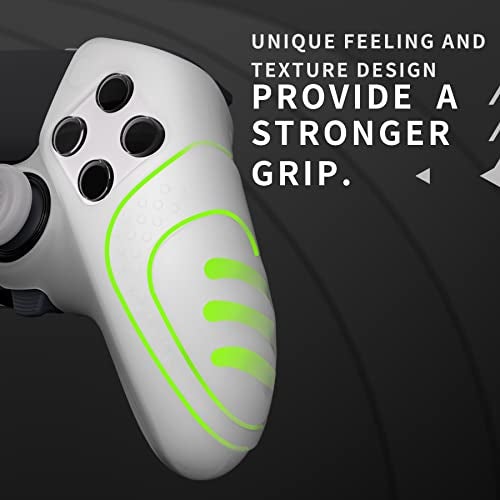 PlayVital Guardian Edition Glow in Dark Anti-Slip Ergonomic Silicone Cover Case for ps5 Edge Controller, Soft Rubber Protector Skin for ps5 Edge Wireless Controller with Thumb Grip Caps - Green - Image 5