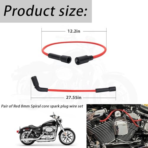 XTPTFABS Red 8mm Spark Plug Wire Set Compatible with Harley-Davidson Sportster XL 883 1200 2007 2008 2009 2010 2011 2012 2013 2014 2015 2016 2017 - Image 3