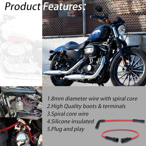 XTPTFABS Red 8mm Spark Plug Wire Set Compatible with Harley-Davidson Sportster XL 883 1200 2007 2008 2009 2010 2011 2012 2013 2014 2015 2016 2017 - Image 4