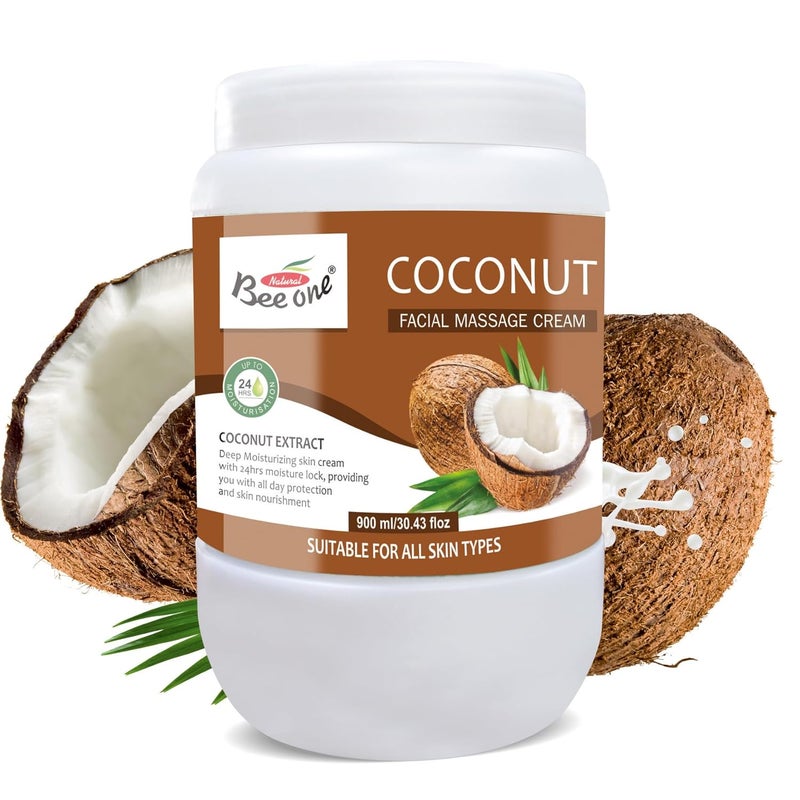 Beeone Coconut Massage Cream 900ml – Nourishing & Moisturizing Massage Cream for Smooth, Soft Skin | Enriched with Coconut Oil for Deep Hydration & Relaxation - Image 1