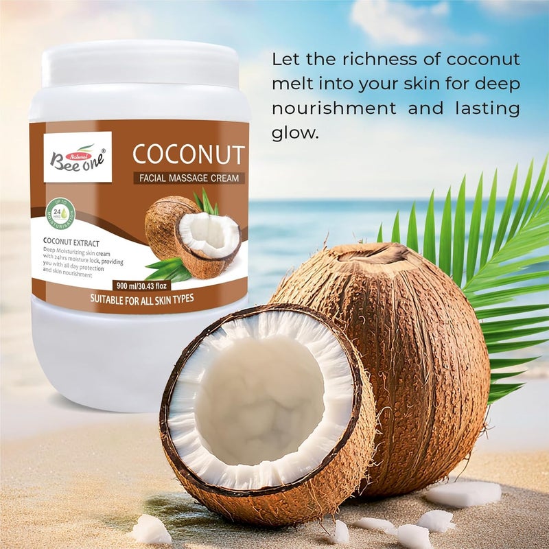 Beeone Coconut Massage Cream 900ml – Nourishing & Moisturizing Massage Cream for Smooth, Soft Skin | Enriched with Coconut Oil for Deep Hydration & Relaxation - Image 5