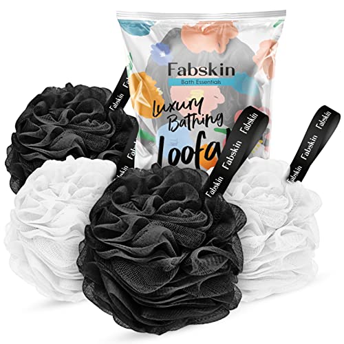 Fabskin Luxury Bathing Loofah For Men And Women | Pack Of 4 | Black & White | Foaming Loofah For Bathing | Bath Scrub Sponge | Made In India - Image 1