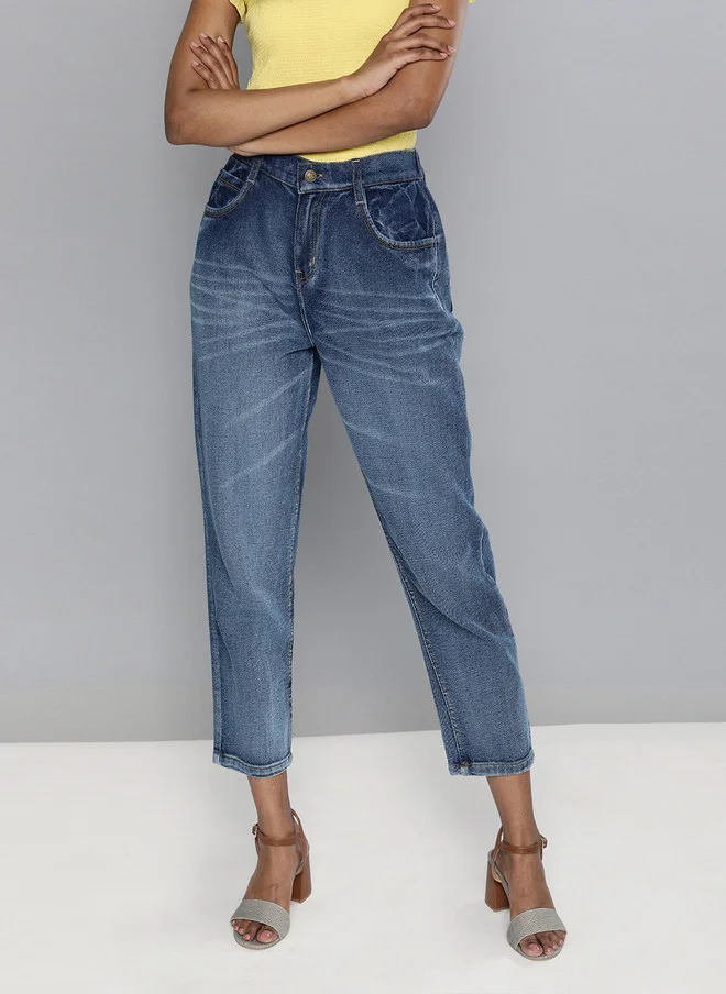 ساسافراس جينز أزرق قصير بخصر مرتفع للنساء