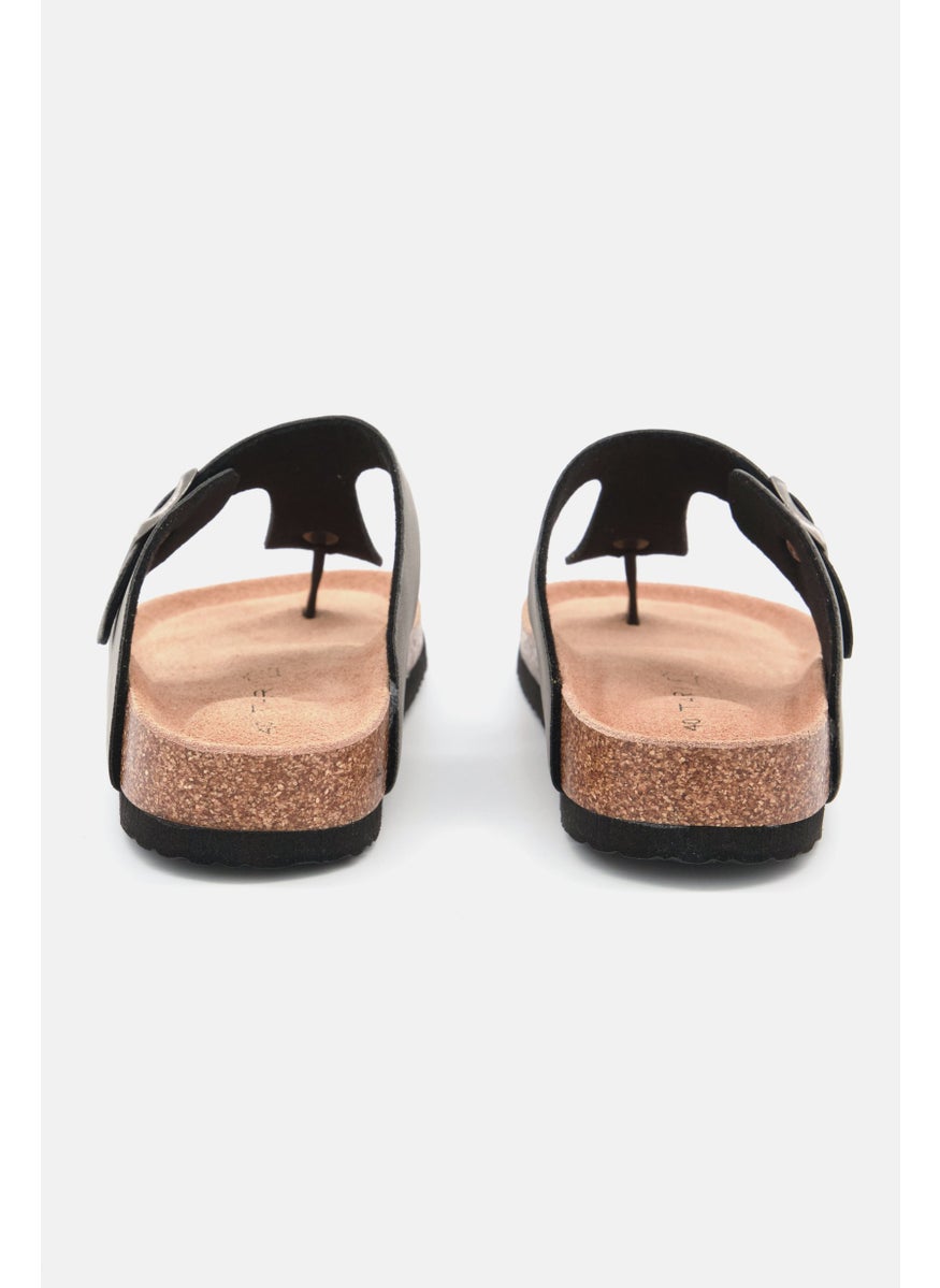 Men Slip On Synthetic Leather Cork Sandals, Grey