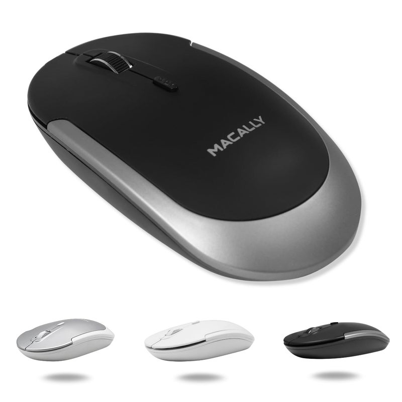 Macally Wireless Bluetooth Mouse for Mac, MacBook Pro/Air, iPad, Laptop, and PC - Quiet Click and Comfortable Apple Wireless Mouse - Rechargeable - Space Gray - Image 1