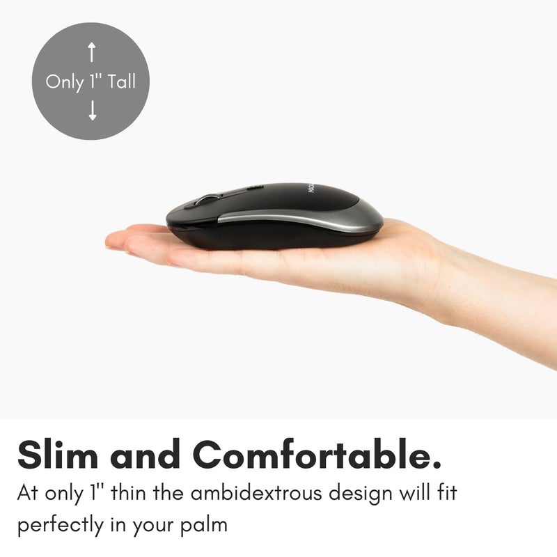 Macally Wireless Bluetooth Mouse for Mac, MacBook Pro/Air, iPad, Laptop, and PC - Quiet Click and Comfortable Apple Wireless Mouse - Rechargeable - Space Gray - Image 4