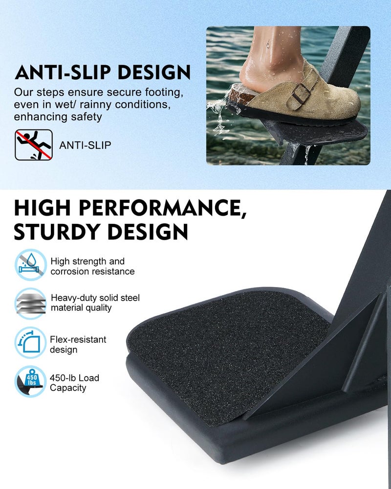 Aupar Heavy Duty Boat Trailer Steps with Safety Handle, Non-Slip Surface, Universal Fits for Trailers Tongue Steps, Patent Pending, 3 Steps - Image 4