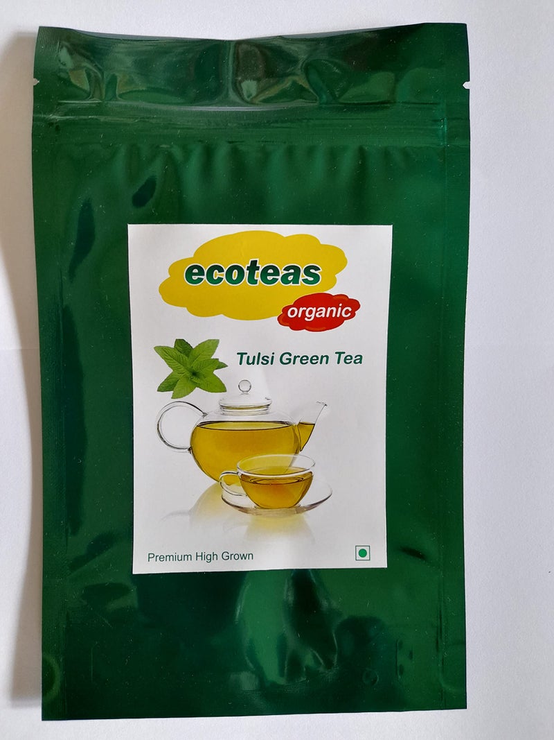ECOTEAS Organic Tulsi Green Tea (50 grams) - Image 1