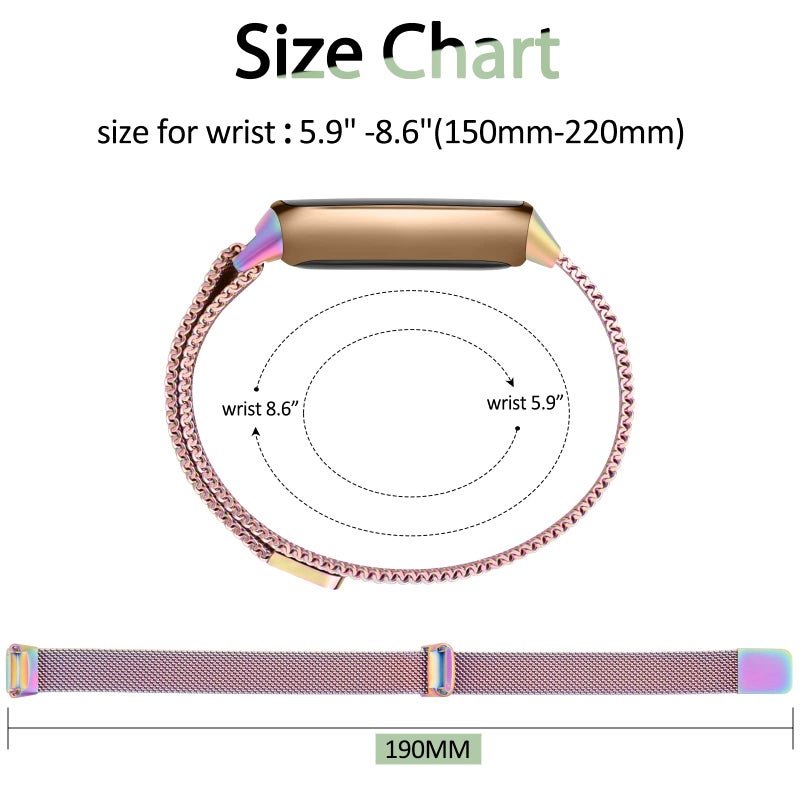 Vanjua سوار معدني فانجوا متوافق مع أساور فيتبيت لوكس، حلقة شبكية من الفولاذ المقاوم للصدأ سوار قابل للتعديل بديل لسوار فيتبيت لوكس/إصدار خاص لوكس متتبع اللياقة البدنية للنساء والرجال (ملون) - Image 3