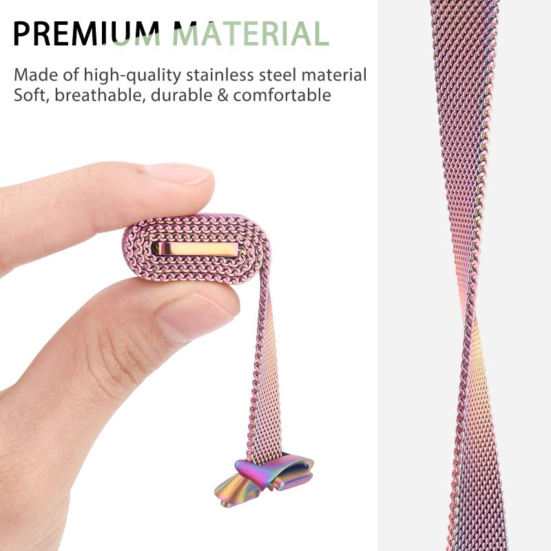 Vanjua سوار معدني فانجوا متوافق مع أساور فيتبيت لوكس، حلقة شبكية من الفولاذ المقاوم للصدأ سوار قابل للتعديل بديل لسوار فيتبيت لوكس/إصدار خاص لوكس متتبع اللياقة البدنية للنساء والرجال (ملون) - Image 4